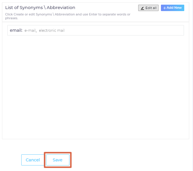 Creating Synonyms